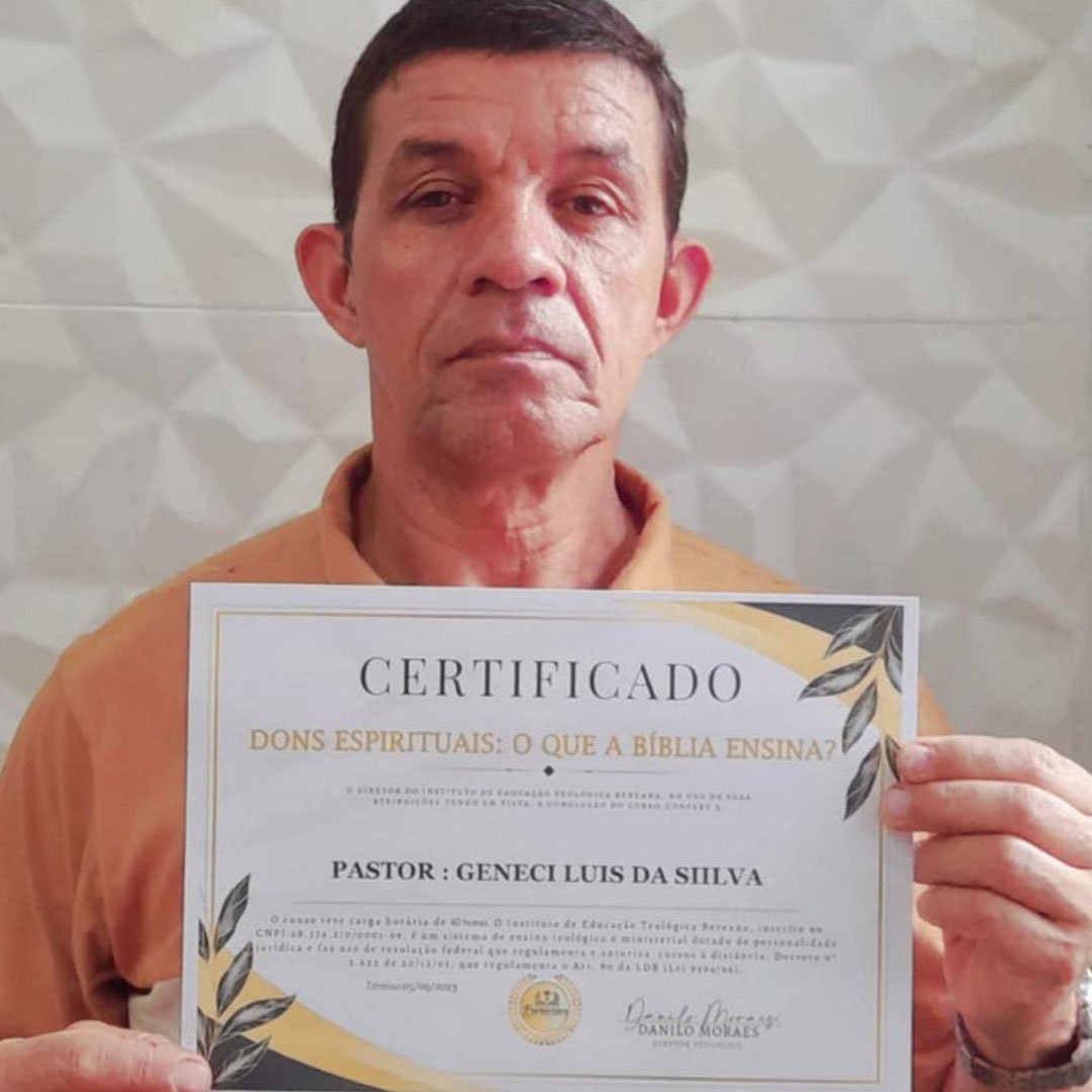 Geneci Luis - Agradeço a Deus e ao Insttuto Bereana, pelos ensinos de qualidade e excelência, acessíveis aos alunos. - Certificado Bereana